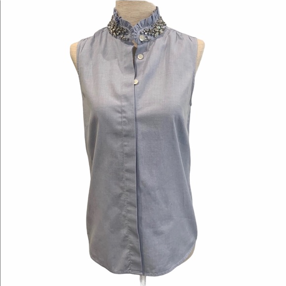 J. Crew Tops - J crew Jeweled Rhinestone Collar Blouse